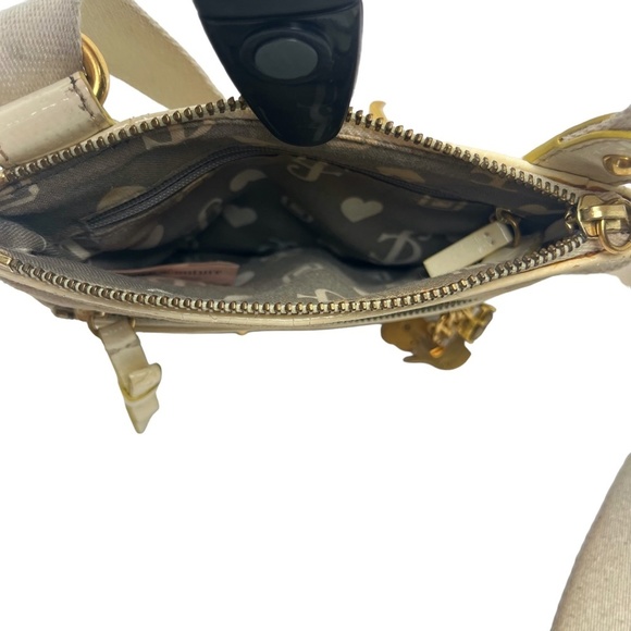 JUICY COUTURE Velour Beige Tan Cream Y2L Crossbody Shoulder Bag Purse Tote Charm - Picture 16 of 16